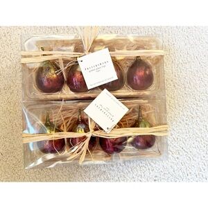 NEW Pottery Barn Christmas Ornaments Set 4 Gilded glass Figs Vintage NWT
